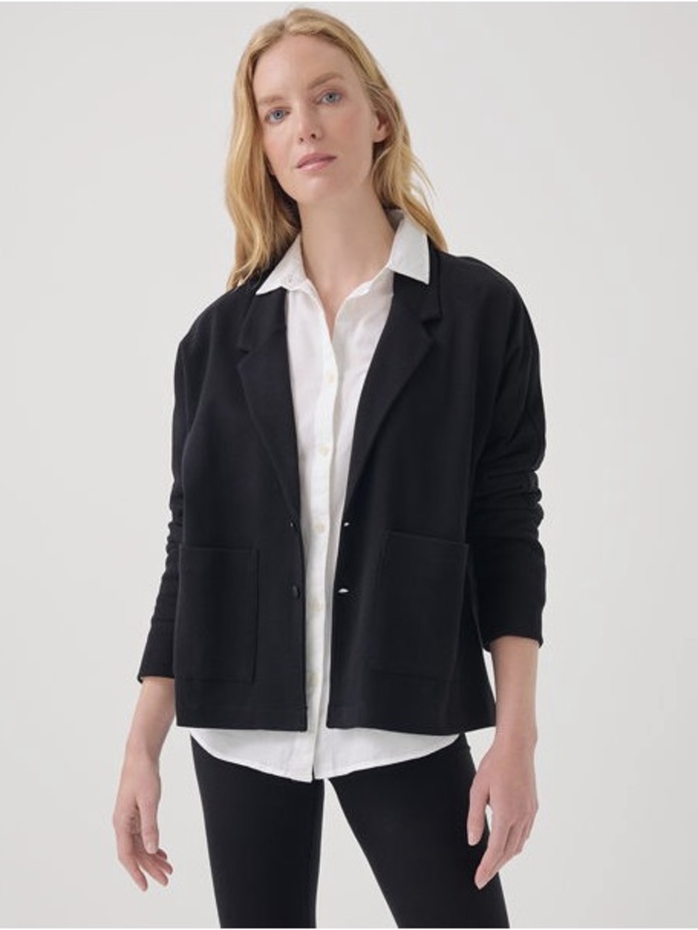 Pact Black Organic Cotton Classic Chic Comfortable Airplane Relaxed Blazer XXXL
